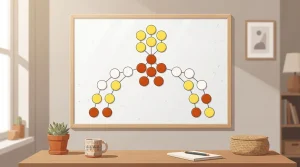 Magnettafel mit einer schematischen Spielanzeige